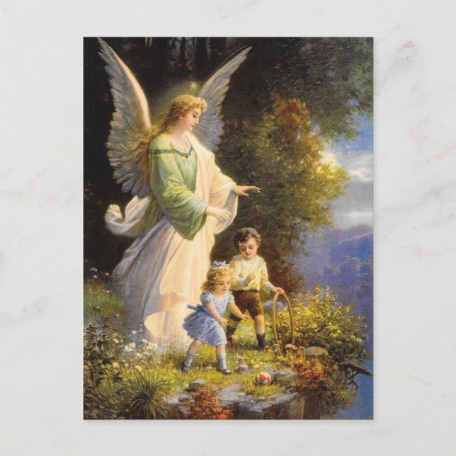 Postale Carte Angel Guardian vintage  (Devant)