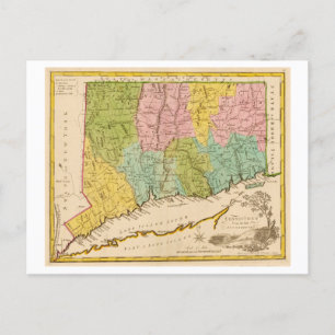 Postale Carte antique 1815 du Connecticut
