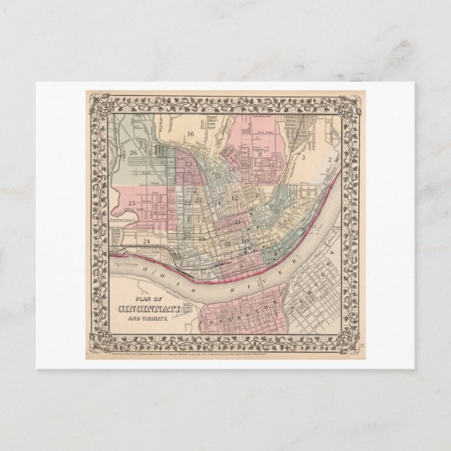 Postale Carte antique 1868 de Cincinnati (Devant)