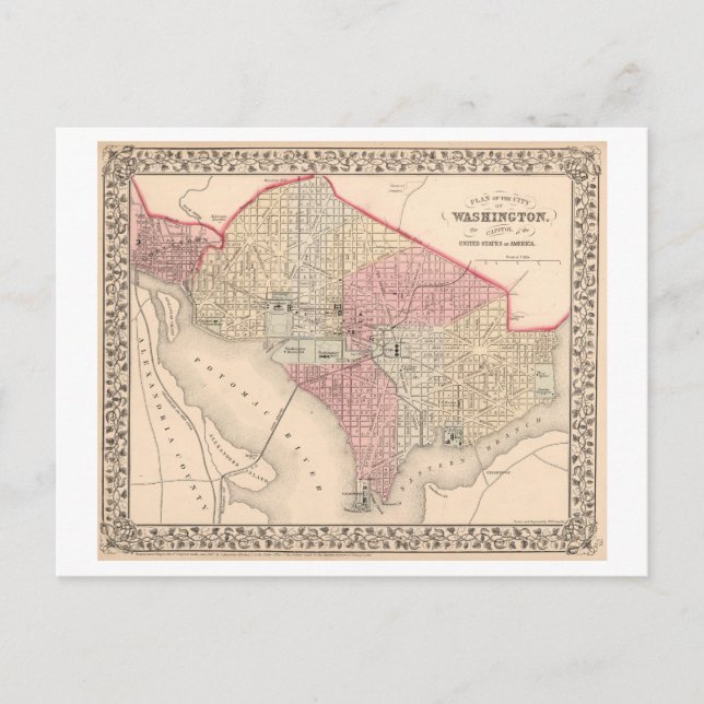 Postale Carte antique 1868 de Washington, DC (Devant)