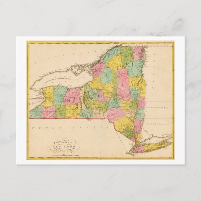 Postale Carte antique de 1815 de l'État de New York (Devant)