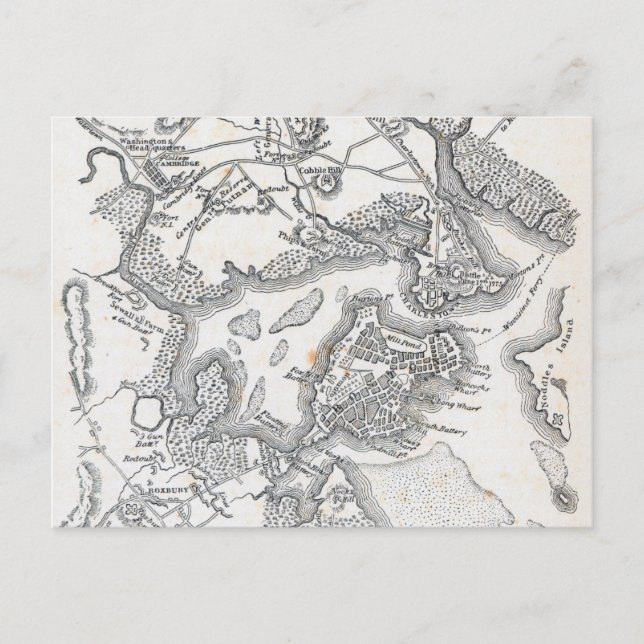 Postale Carte antique de Boston | 1775-1776 (Devant)