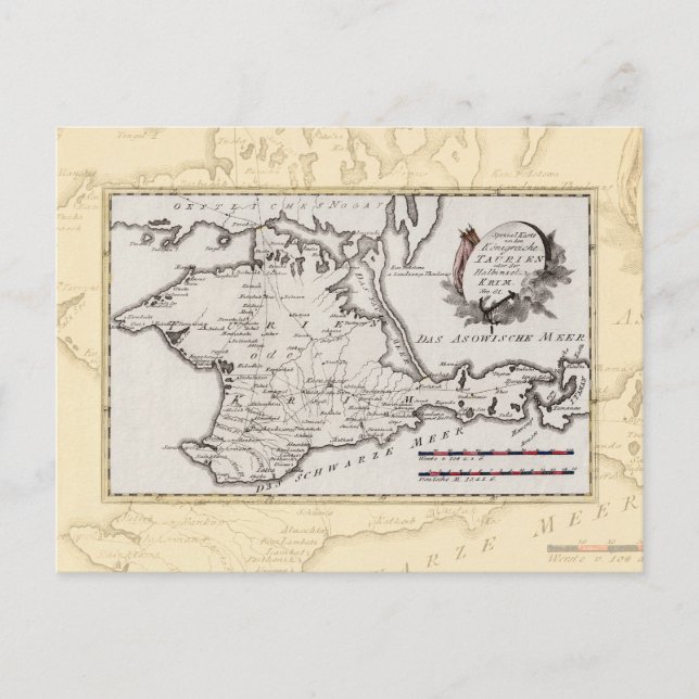Postale Carte antique de la péninsule de Crimée (Devant)