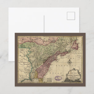 Postale Carte antique de l'Amérique du Nord, restaurée, 17