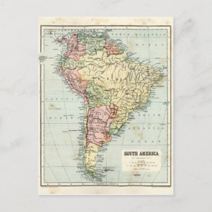 Postale Carte antique de l'Amérique du Sud