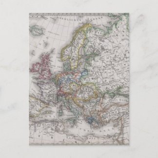 Postale Carte antique de l'Europe vers 1862