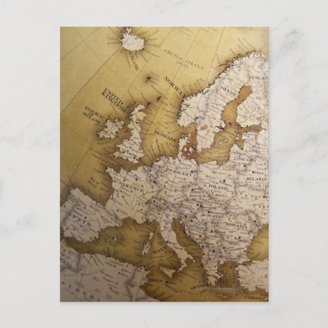 Postale Carte antique de l'Europe. Vieux monde. (Devant)
