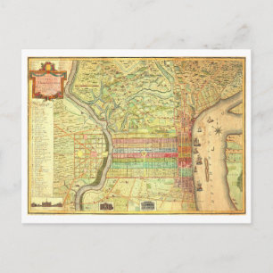 Postale Carte antique de Philadelphie de 1802 sur une cart