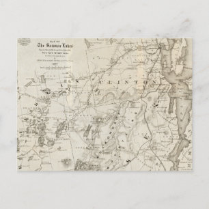 Postale Carte antique des lacs Saranac New York