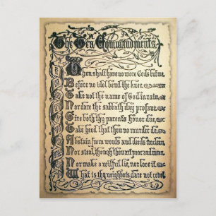 Postale Carte Antique Dix Commandements