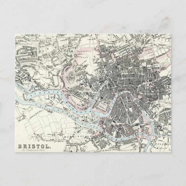 Postale Carte antique du 19ème siècle de Bristol Angleterr (Devant)