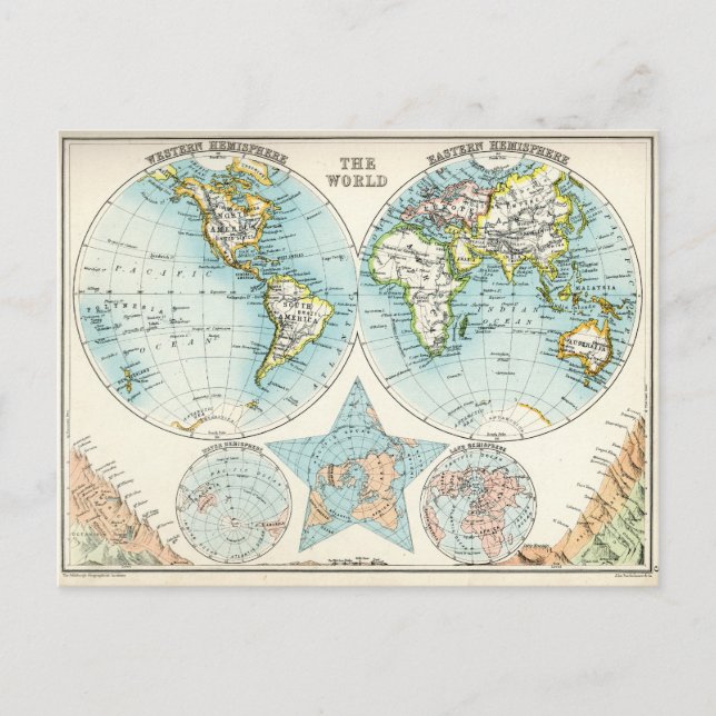 Postale Carte antique du monde (Devant)