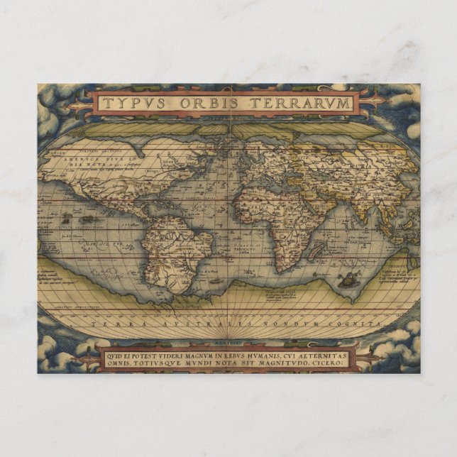 Postale Carte antique du monde (Devant)