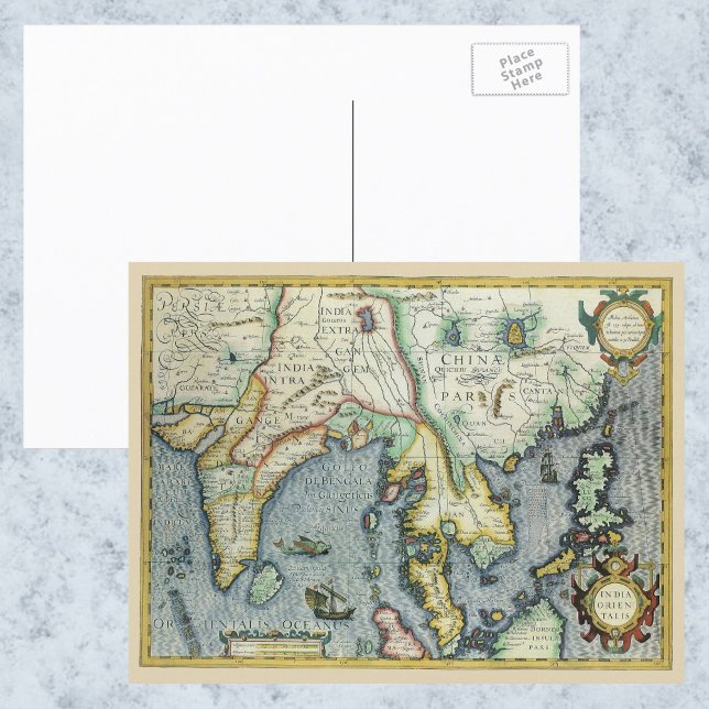 Postale Carte antique du Sud-Est asiatique par Mercator /  (Créateur téléchargé)