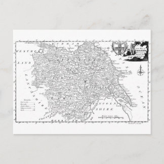 Postale Carte antique du Yorkshire 1786