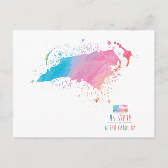 Postale Carte aquarelle | Caroline du Nord (Devant)