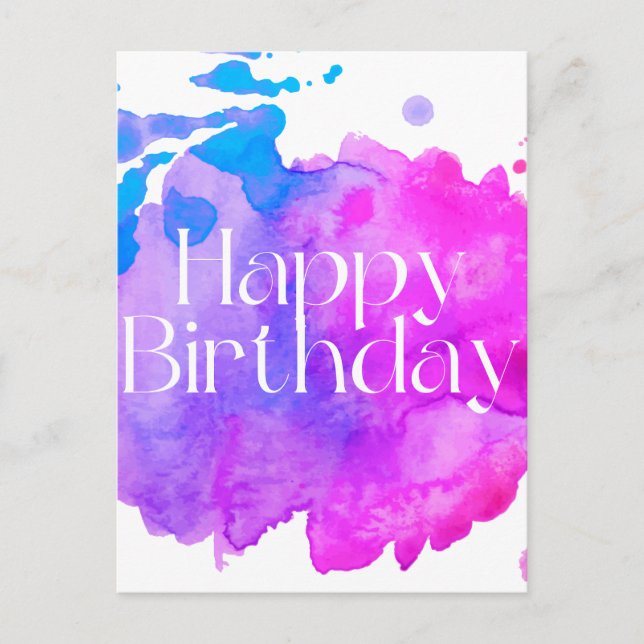 Postale Carte aquarelle Joyeux Anniversaire (Devant)