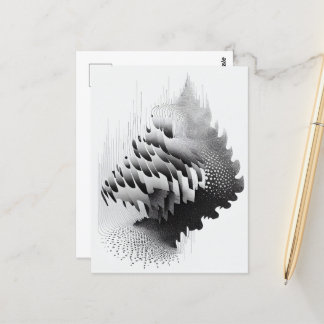 Postale Carte Arbre Abstraite B&W Surreal Optical Illusion