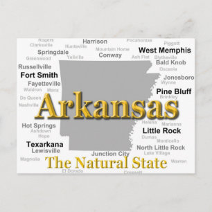 Postale Carte Arkansas Silhouette