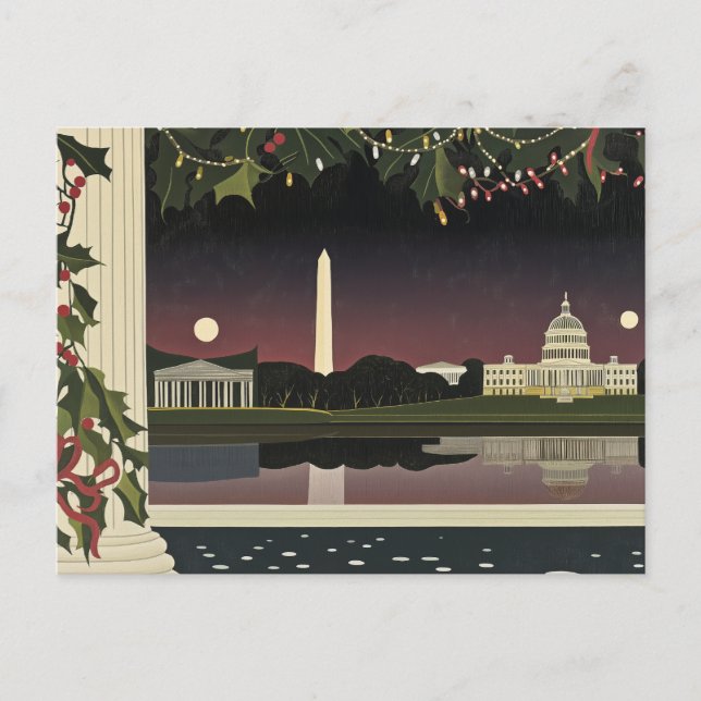 Postale Carte Art déco de Washington DC Cityscape (Devant)
