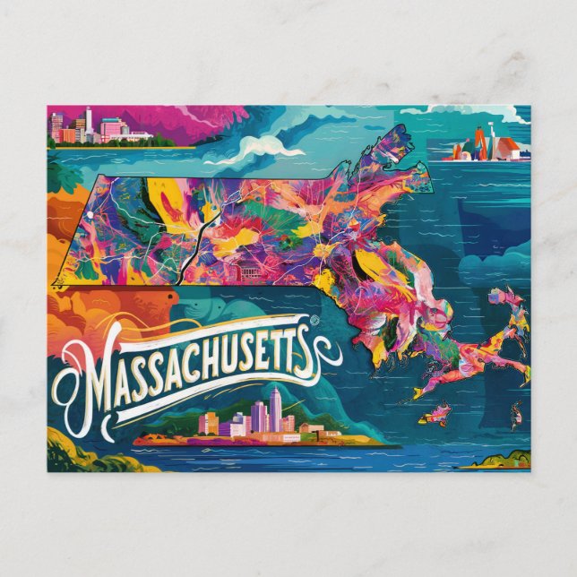 Postale Carte Art du Massachusetts (Devant)
