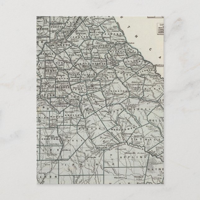 Postale Carte atlas de Géorgie (Devant)