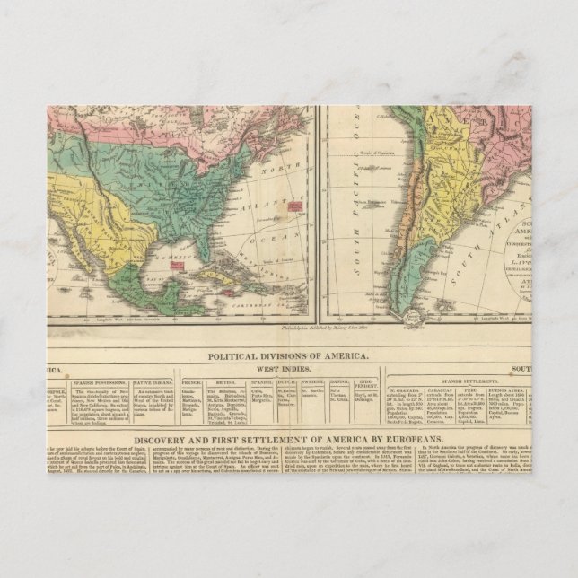 Postale Carte Atlas de la découverte européenne de l'Améri (Devant)