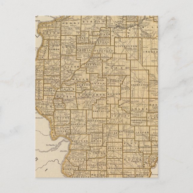 Postale Carte Atlas de l'Illinois (Devant)
