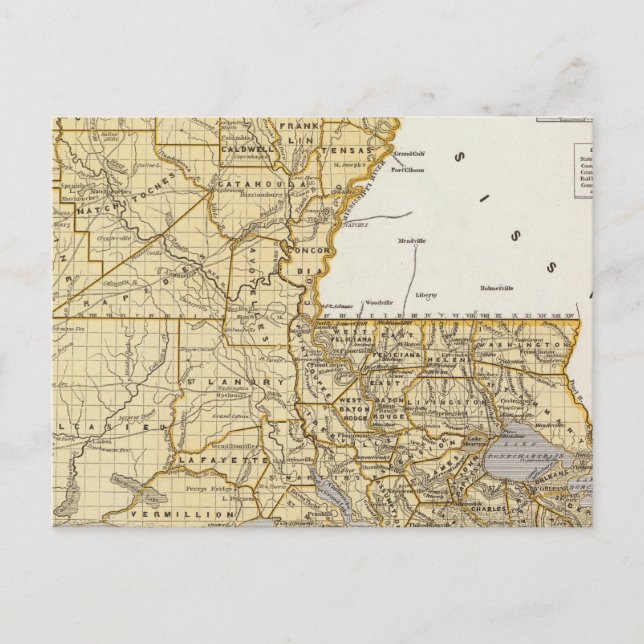 Postale Carte Atlas Louisiane (Devant)