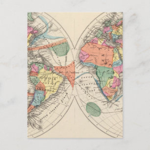 Postale Carte Atlas mondial avec courants et alizés