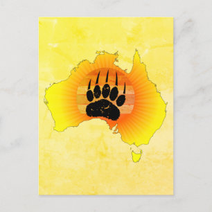 Postale Carte Australie Sunny Ours Avec Sunset Rétro
