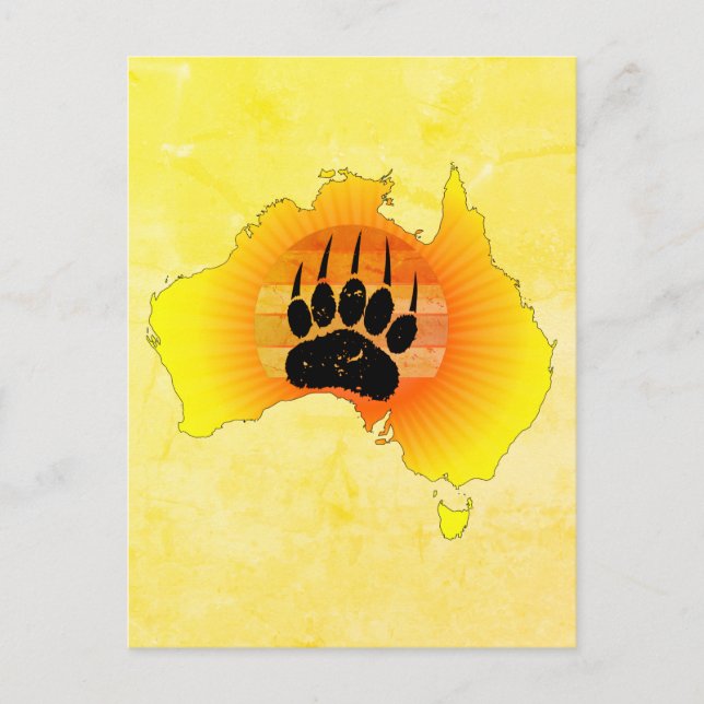 Postale Carte Australie Sunny Ours Avec Sunset Rétro (Devant)