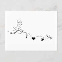 Carte avec colombe de paix et symboles chrétiens