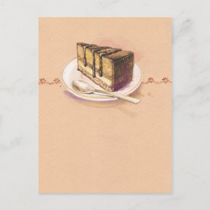 Postale Carte avec gâteau à l'aquarelle peinte
