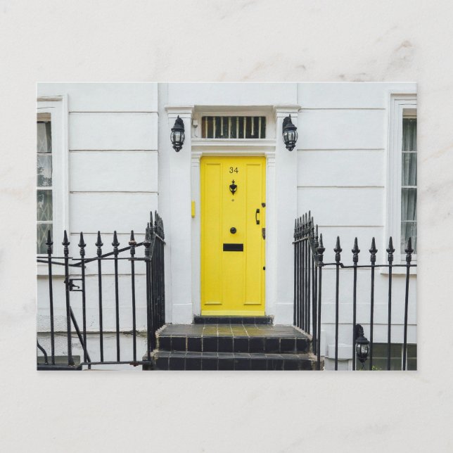 Postale Carte avec porte jaune (Devant)