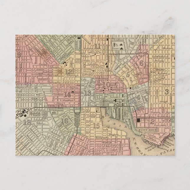 Postale Carte Baltimore par Mitchell (Devant)