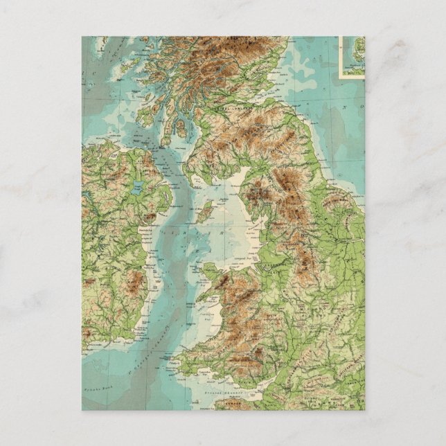 Postale Carte bathyorographique des îles britanniques (Devant)
