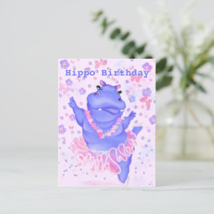 Postale Carte bébé anniversaire Ballerina Hippo - Votre te