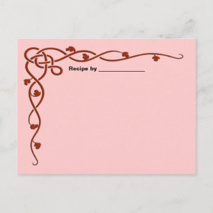 Postale Carte blanche de recette de vin feuille rouge