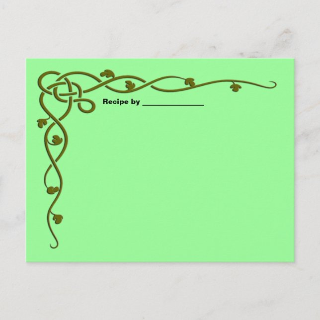 Postale Carte blanche Recette Vine Feuille verte (Devant)