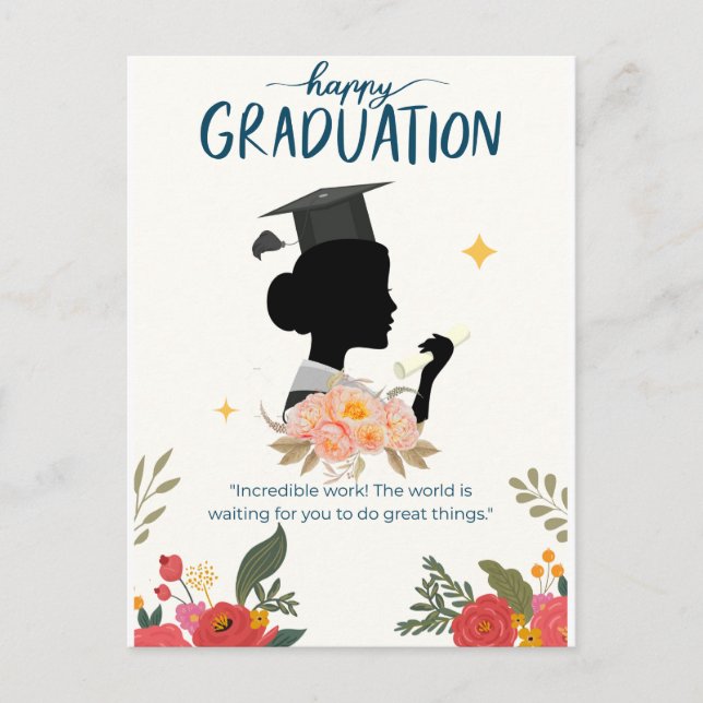 Postale Carte Bleu Illustrative Happy Graduation (Devant)