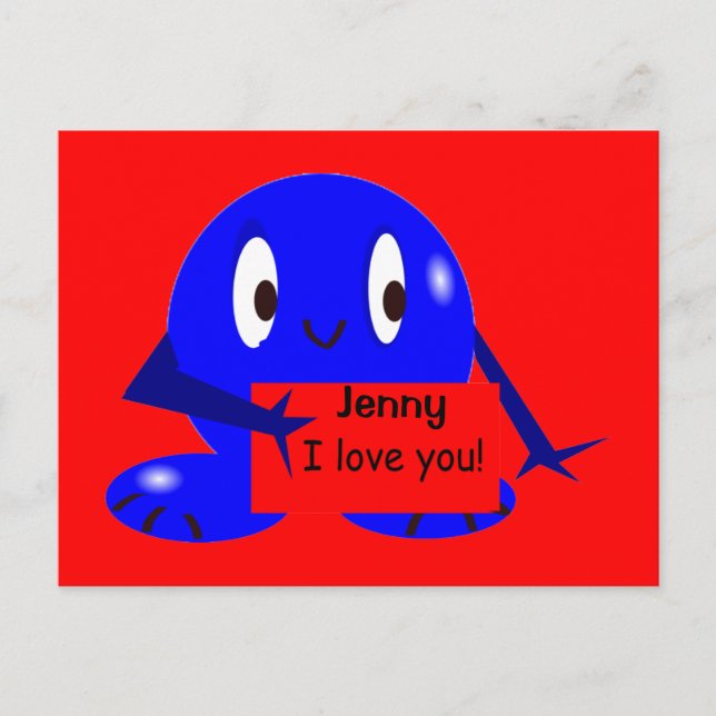 Postale Carte bleue de Roundie je t'aime (Devant)