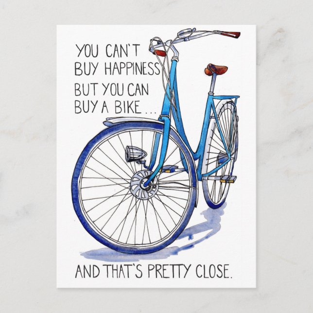 Postale Carte Blue Bike Happy (Devant)