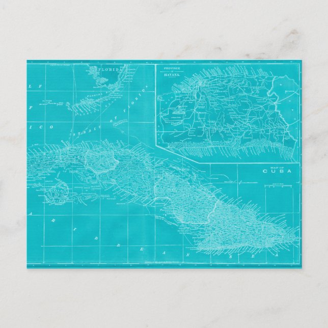 Postale Carte Blue Cuba (Devant)