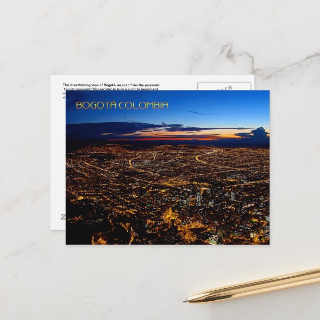 Postale Carte Bogotá Colombia Travel Post (Devant/Arrière en situation)
