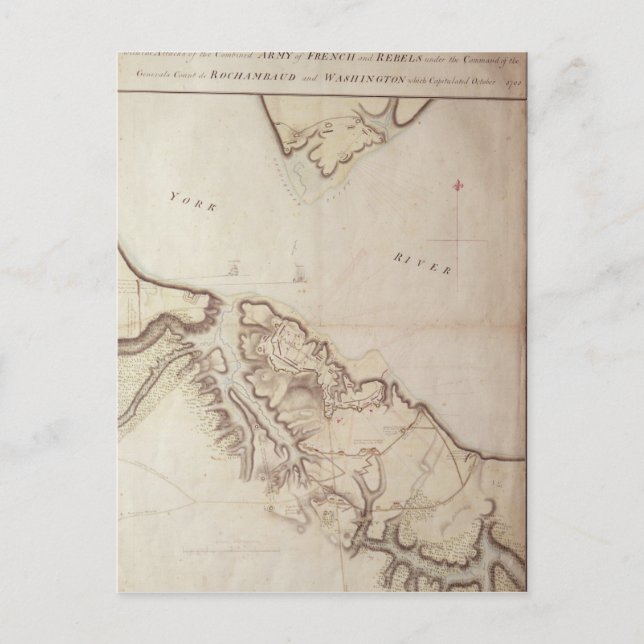 Postale Carte britannique du siège de Yorktown, 1781 (Devant)