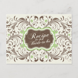 Postale Carte Brown de recettes florales vertes pour la ma