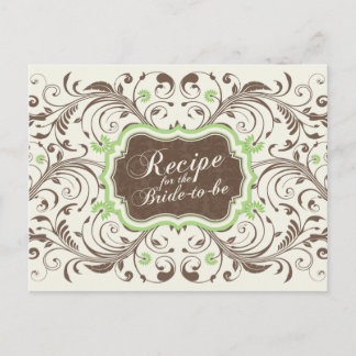 Postale Carte Brown de recettes florales vertes pour la ma
