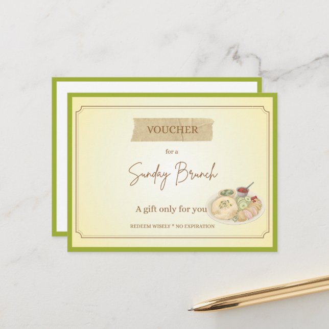 Postale Carte cadeau 'Brunch dominical' drôle (Devant/Arrière en situation)
