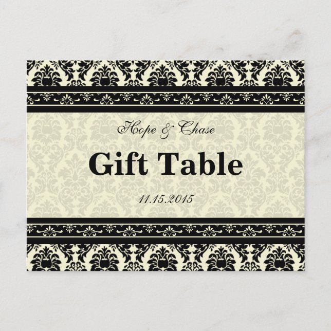 Postale Carte cadeau Cream & Black Damask (Devant)